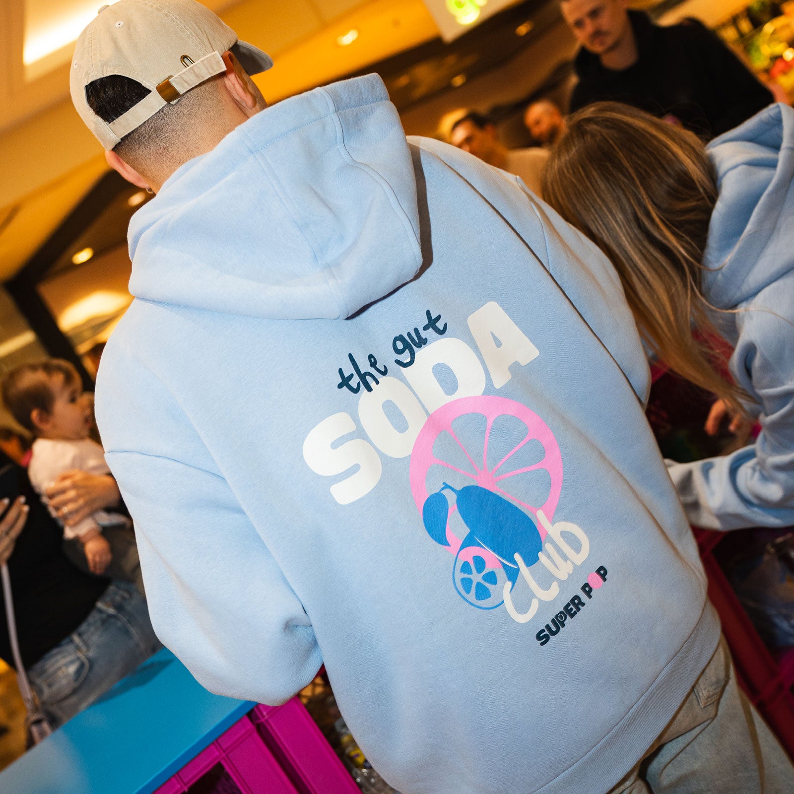 SUPER POP Soda Club Oversize Hoodie Blue